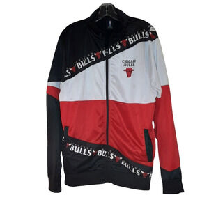 Vintage NBA Chicago Bulls Mens XL Jacket Red Black White Logo Full Zip/Pockets